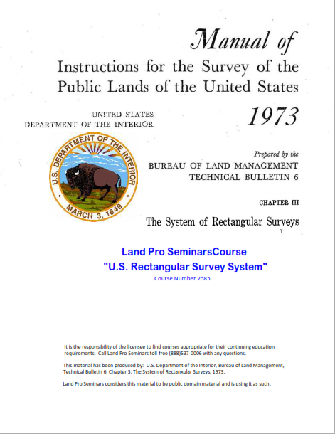 7585 U.S. Rectangular Survey System - 6 Hrs. Con. Ed. Cr.
