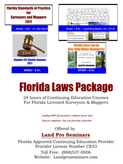 Florida Laws & Rules Con. Ed. Package for Surveyors & Mappers (Combined:  #7439, #7441, #8366, #9324)